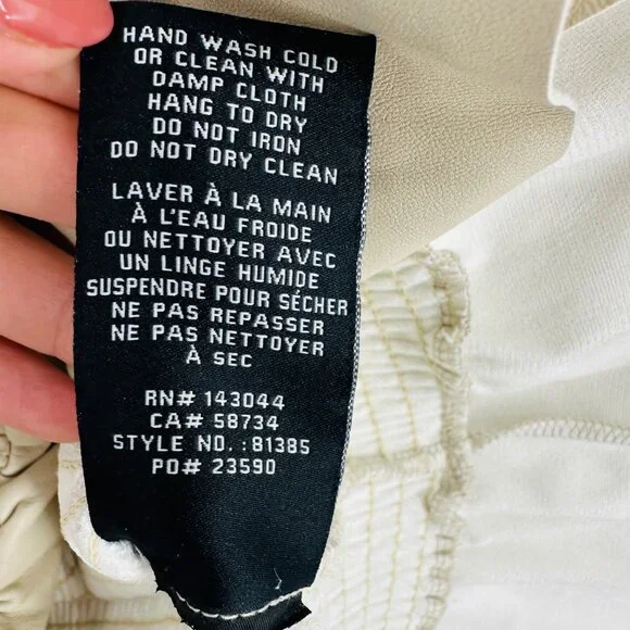 7 For All Mankind Womens Beige Smocked Square Neck Balloon Sleeve Mini Dress L - Picture 11 of 12